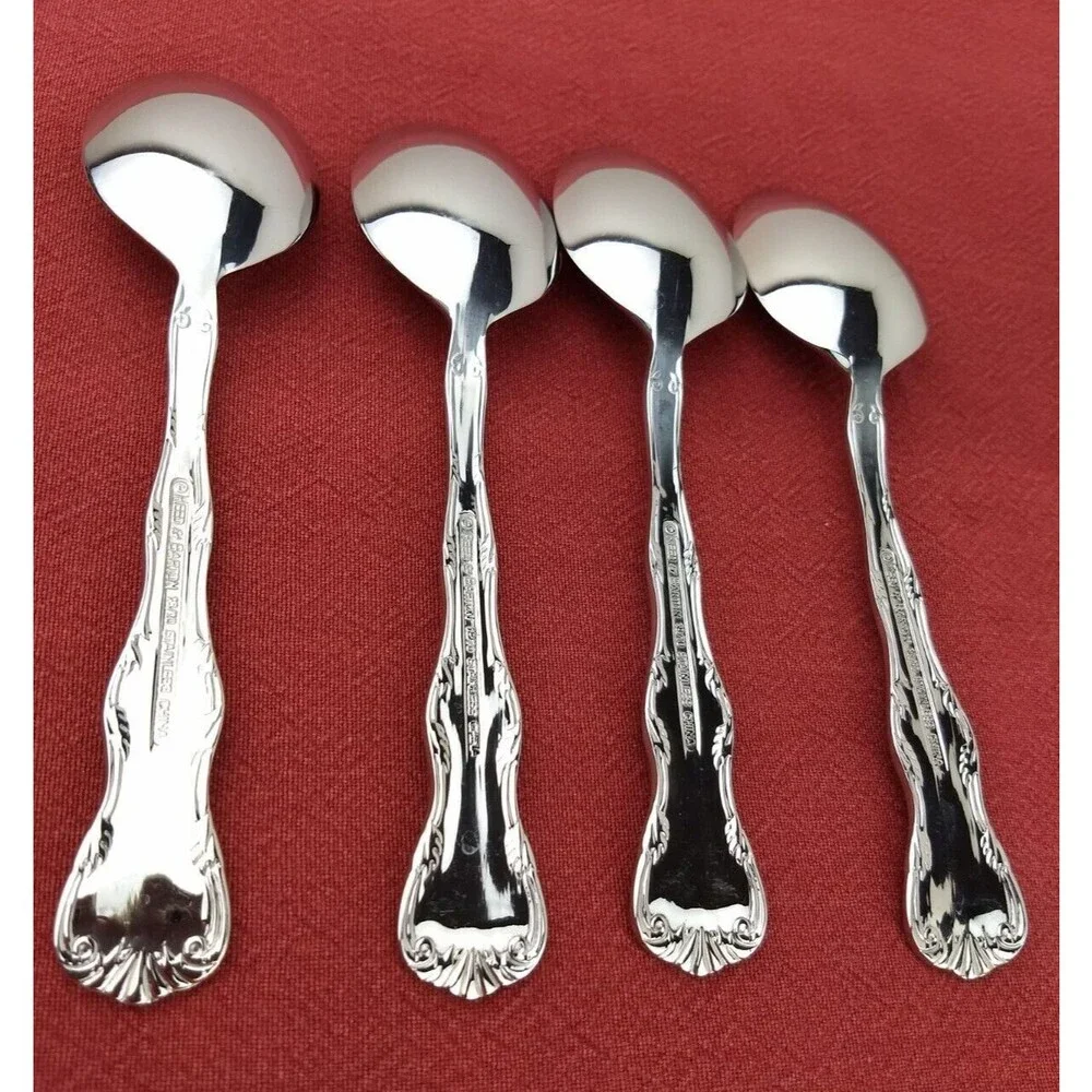 Reed & Barton VICTORIA SOUP PLACE SPOONS 18/10 Stainless Steel Flatware Lot of 4